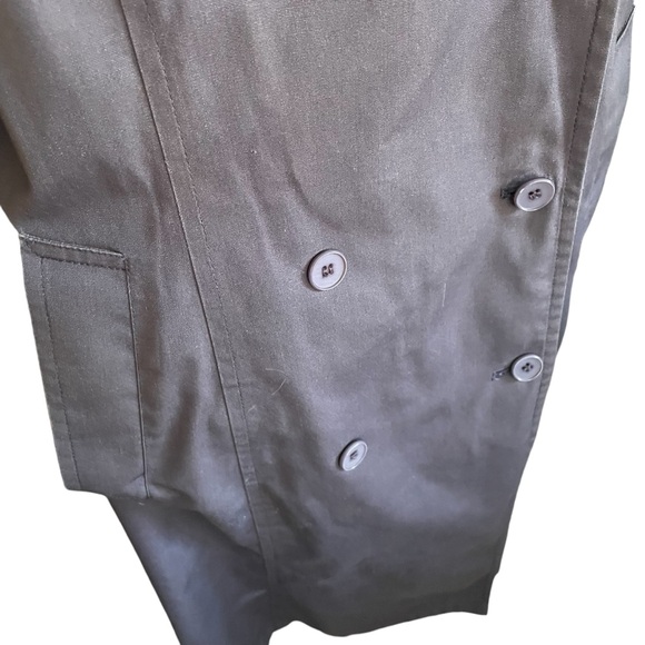 London Fog Vintage Women Double Breasted Belted Purple Trench Rain Coat Size 16P - Picture 4 of 12